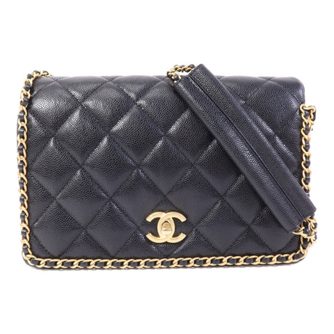 CHANEL 牛皮皮革Chain Around Flap Bag金扣鏈帶肩背袋