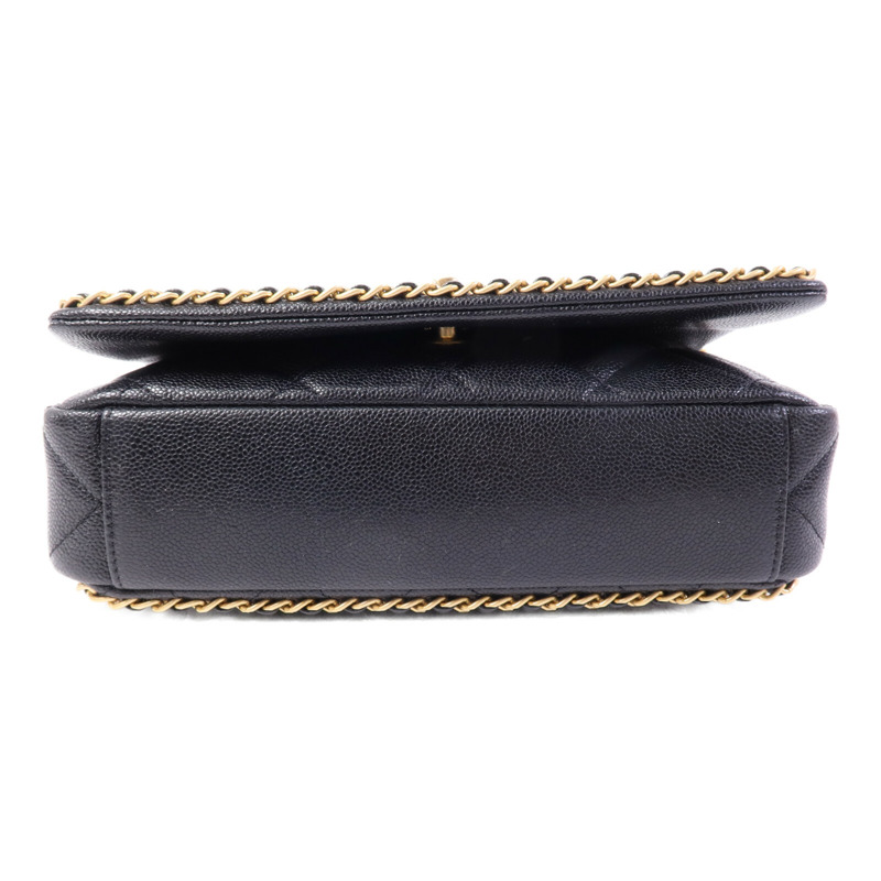 CHANEL 牛皮皮革Chain Around Flap Bag金扣鏈帶肩背袋-3