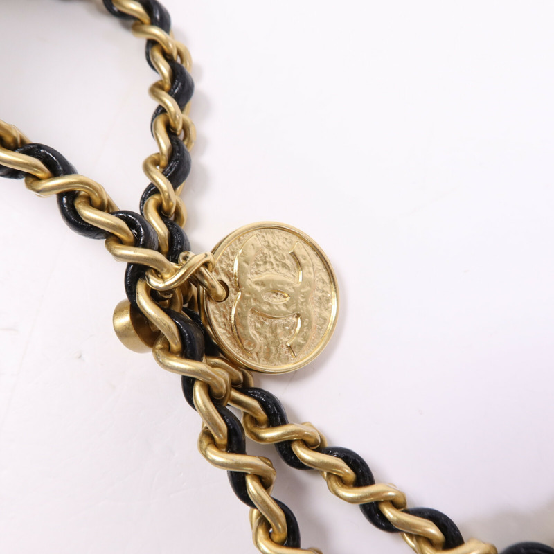 CHANEL 牛皮皮革Chain Around Flap Bag金扣鏈帶肩背袋-7