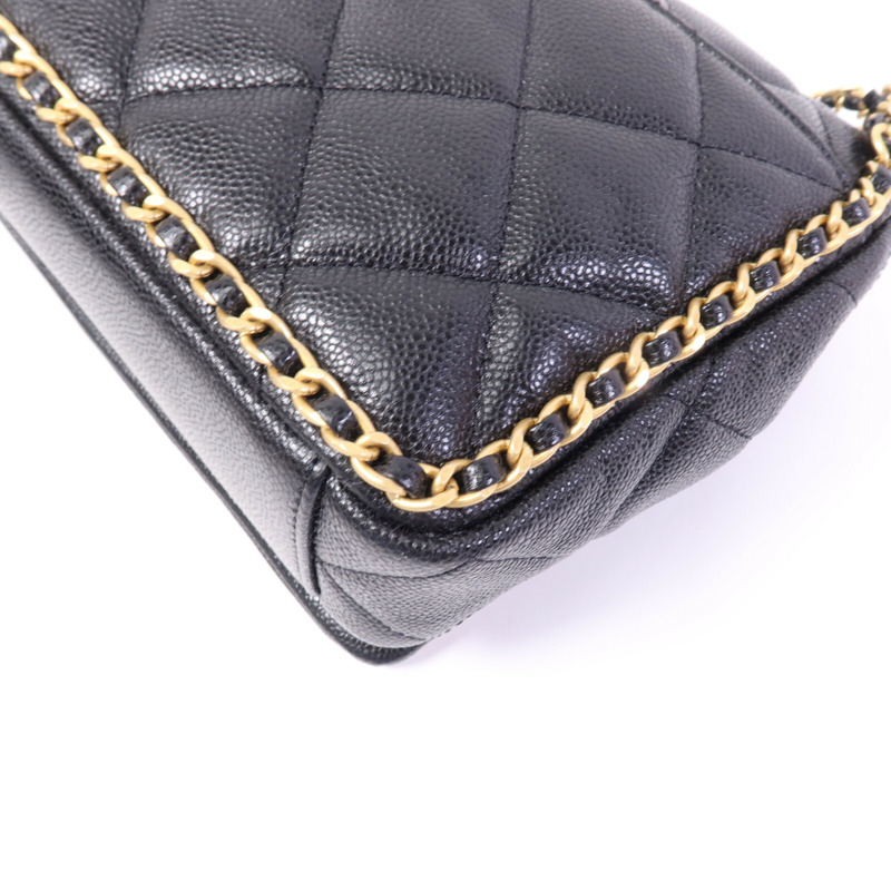 CHANEL 牛皮皮革Chain Around Flap Bag金扣鏈帶肩背袋-12