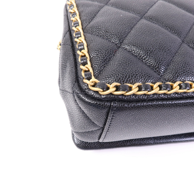 CHANEL 牛皮皮革Chain Around Flap Bag金扣鏈帶肩背袋-13