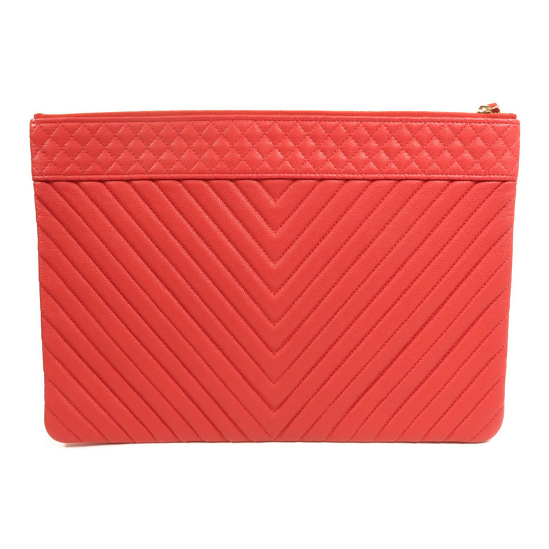 CHANEL 牛皮皮革Clutch金扣手拿包-1