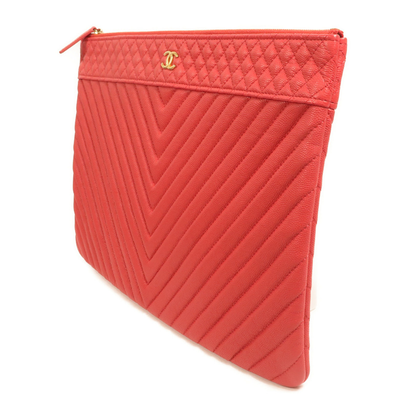 CHANEL 牛皮皮革Clutch金扣手拿包-2