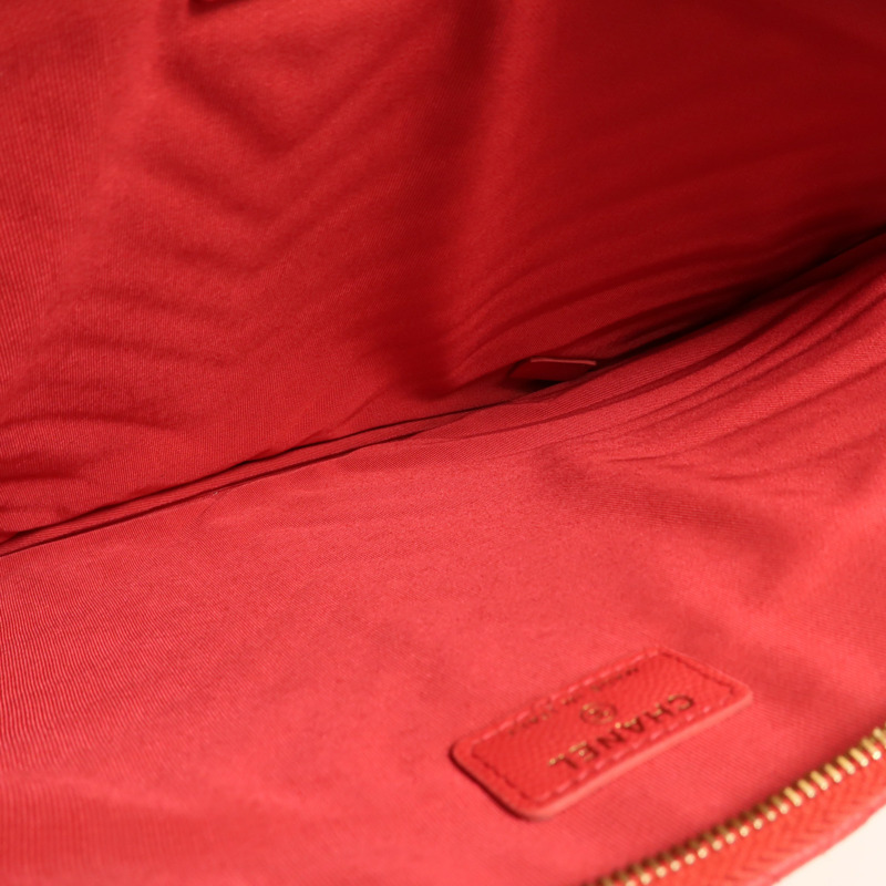 CHANEL 牛皮皮革Clutch金扣手拿包-4