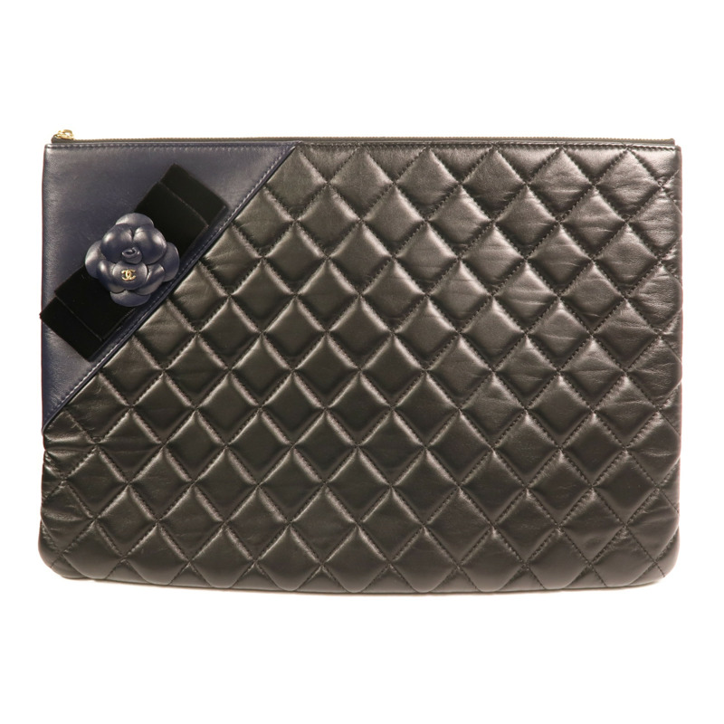 CHANEL 羊皮皮革Clutch金扣手拿包-0