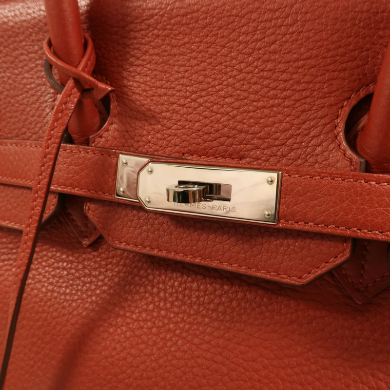 HERMES Togo皮革Birkin 35銀扣手挽袋Terre Battue-8