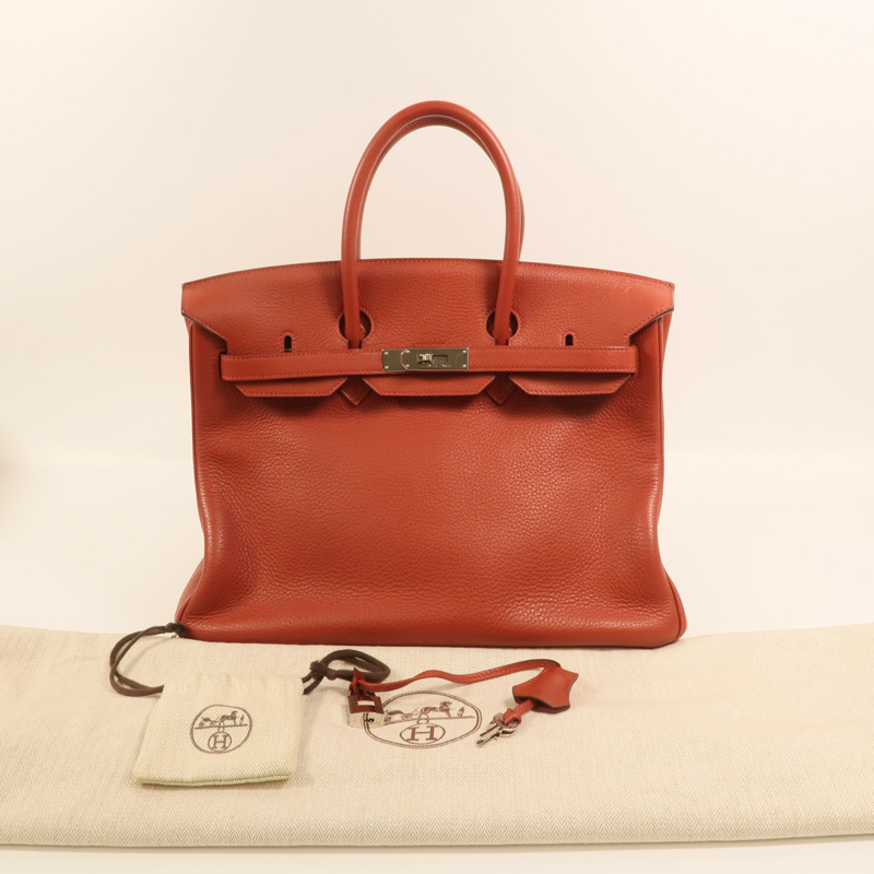 HERMES Togo皮革Birkin 35銀扣手挽袋Terre Battue-10
