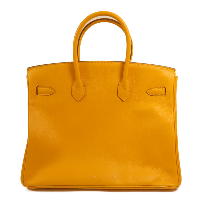 HERMES Epsom皮革Birkin 35銀扣手挽袋Jaune Ambre-1