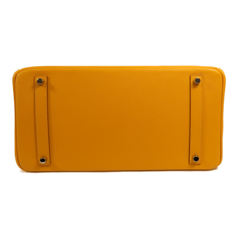 HERMES Epsom皮革Birkin 35銀扣手挽袋Jaune Ambre-3