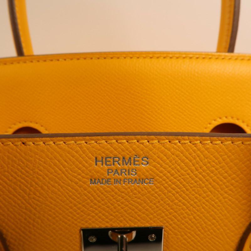 HERMES Epsom皮革Birkin 35銀扣手挽袋Jaune Ambre-5