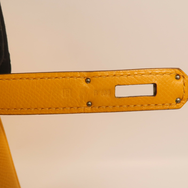 HERMES Epsom皮革Birkin 35銀扣手挽袋Jaune Ambre-6