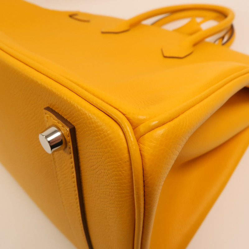 HERMES Epsom皮革Birkin 35銀扣手挽袋Jaune Ambre-13