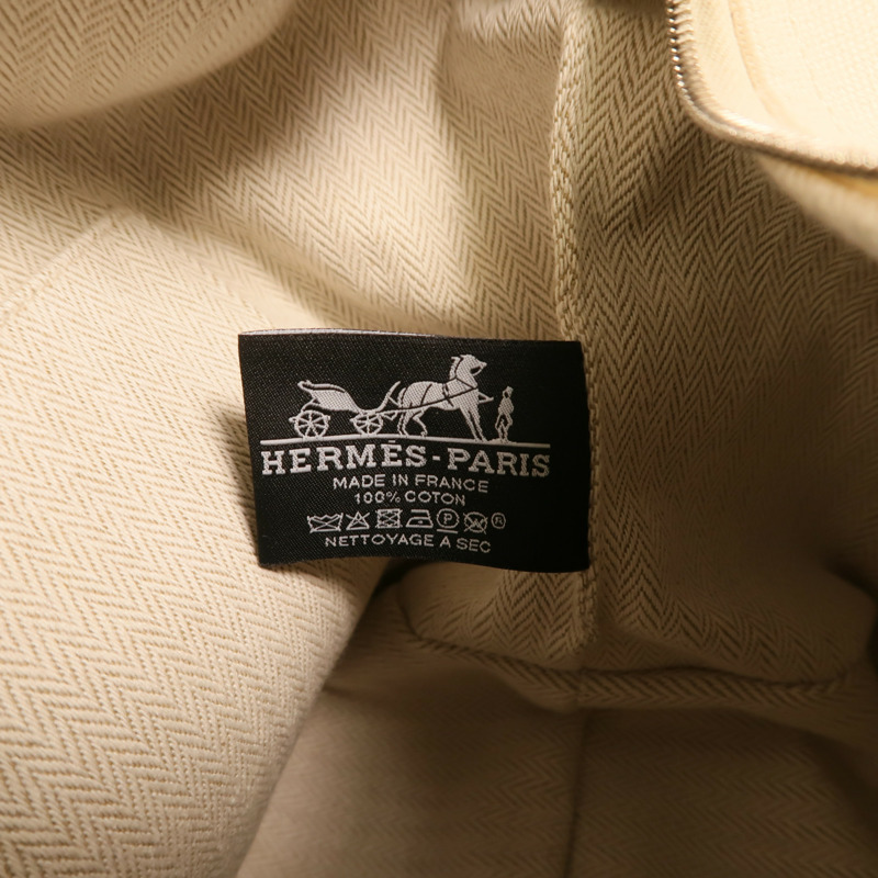 HERMES 帆布Bride a Brac GM銀扣手挽袋-5