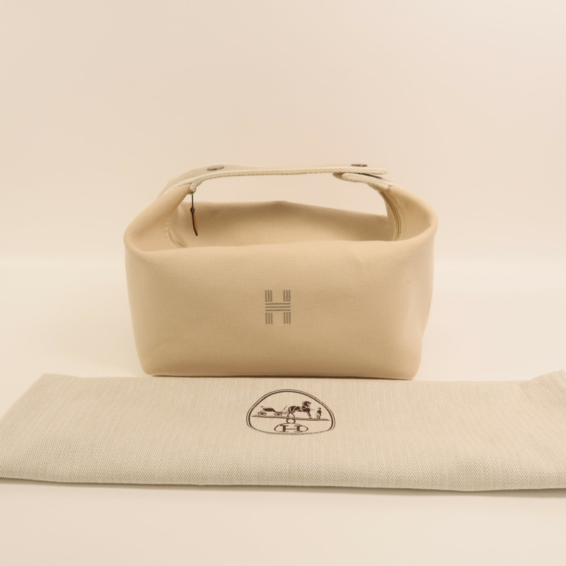 HERMES 帆布Bride a Brac GM銀扣手挽袋-9