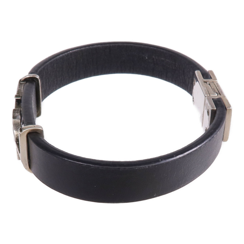SAINT LAURENT 牛皮皮革Bracelet銀扣手帶-1