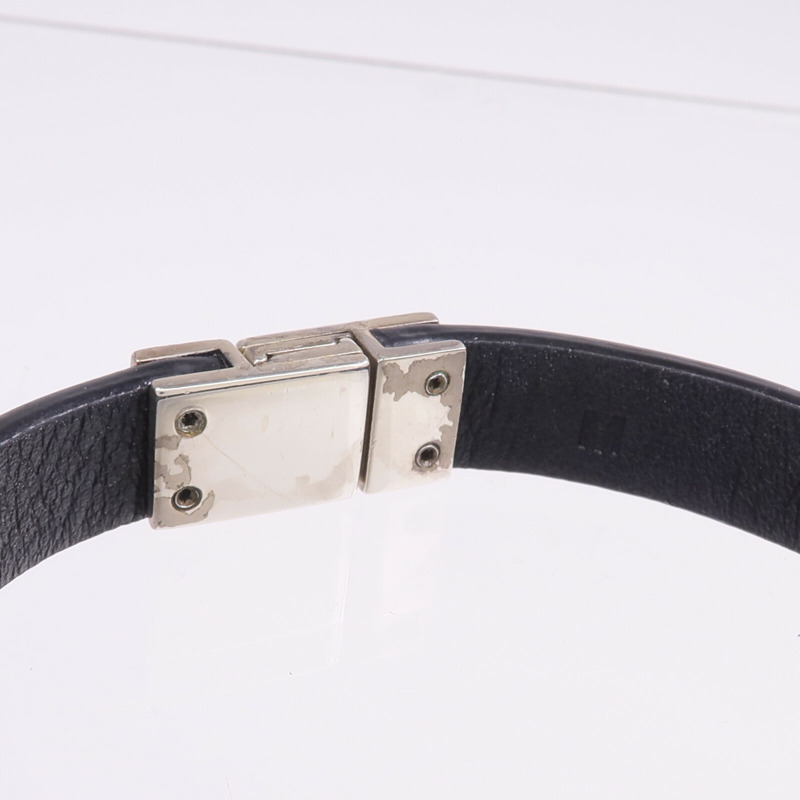 SAINT LAURENT 牛皮皮革Bracelet銀扣手帶-4