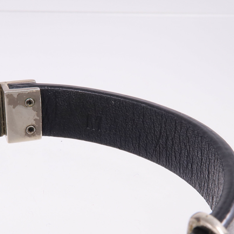SAINT LAURENT 牛皮皮革Bracelet銀扣手帶-8