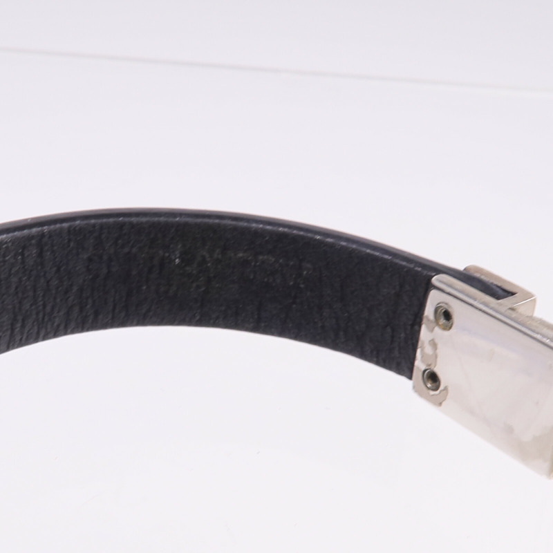 SAINT LAURENT 牛皮皮革Bracelet銀扣手帶-9