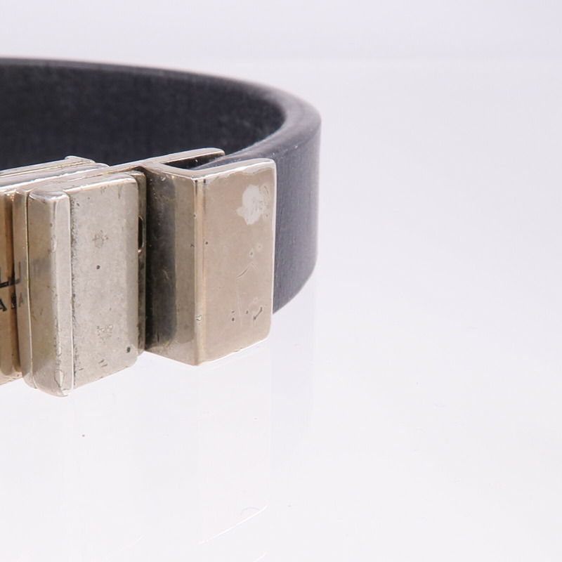 SAINT LAURENT 牛皮皮革Bracelet銀扣手帶-11