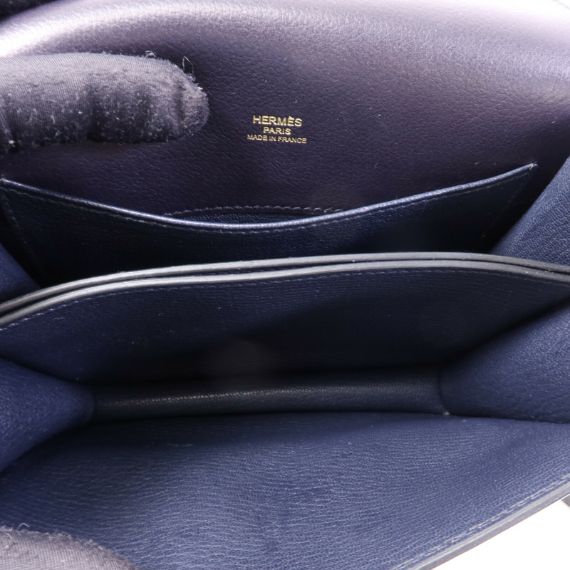 HERMES Evergrain皮革Roulis Mini金扣肩背袋Bleu Indigo-4