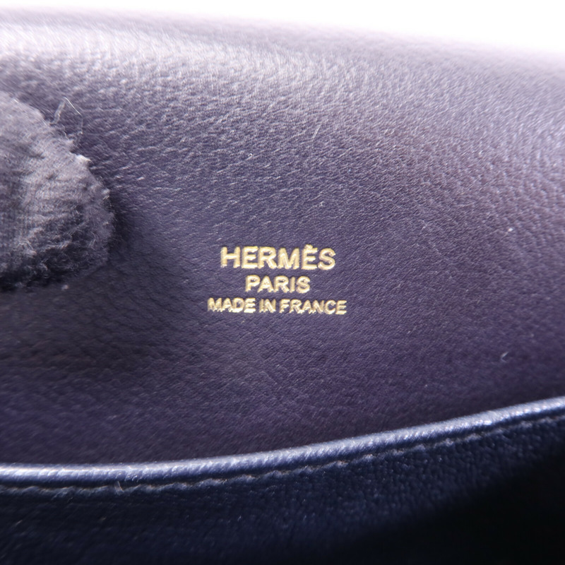 HERMES Evergrain皮革Roulis Mini金扣肩背袋Bleu Indigo-5