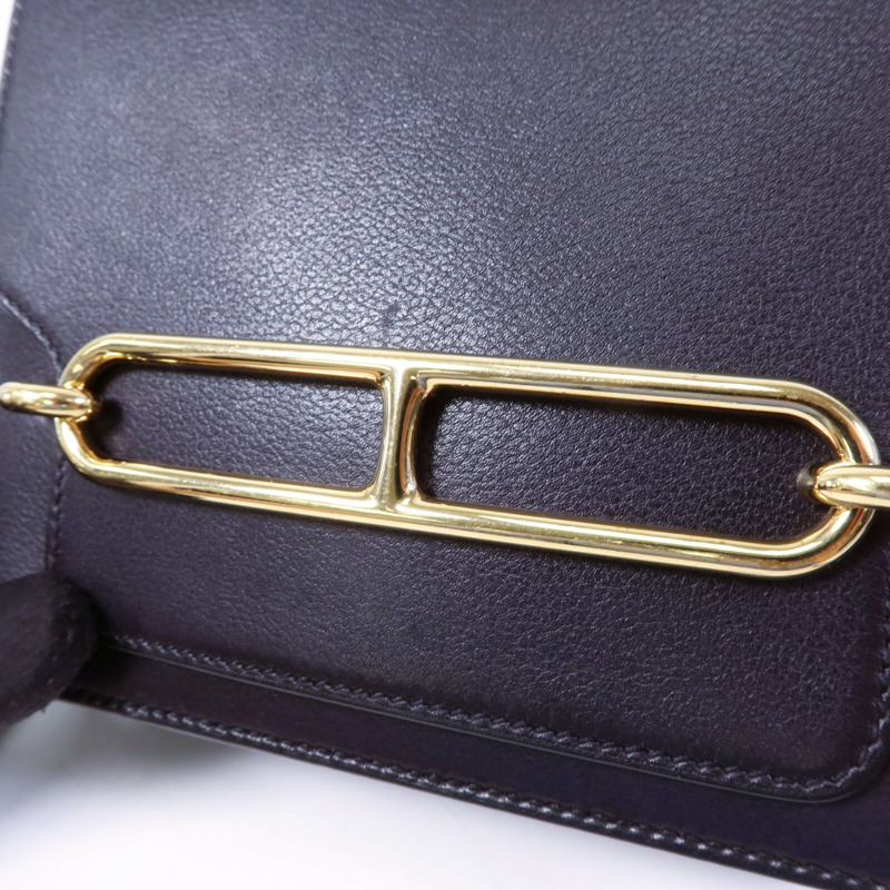 HERMES Evergrain皮革Roulis Mini金扣肩背袋Bleu Indigo-6