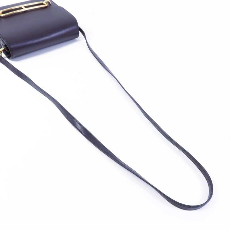 HERMES Evergrain皮革Roulis Mini金扣肩背袋Bleu Indigo-8