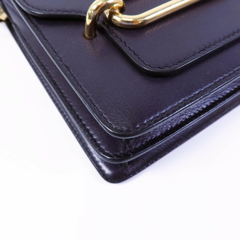 HERMES Evergrain皮革Roulis Mini金扣肩背袋Bleu Indigo-11