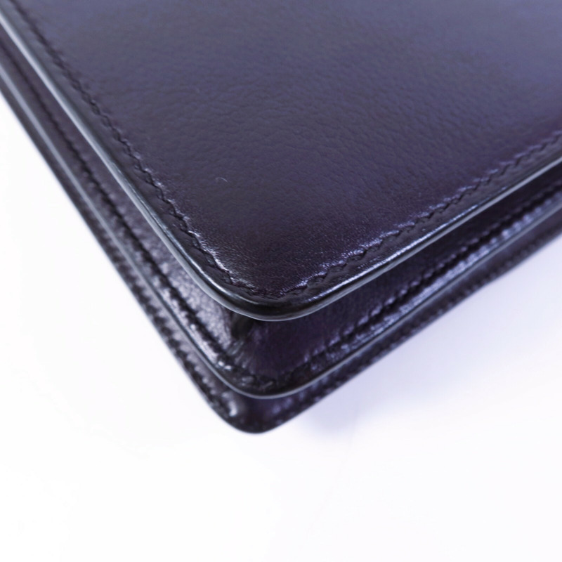 HERMES Evergrain皮革Roulis Mini金扣肩背袋Bleu Indigo-12
