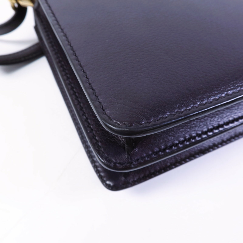 HERMES Evergrain皮革Roulis Mini金扣肩背袋Bleu Indigo-13