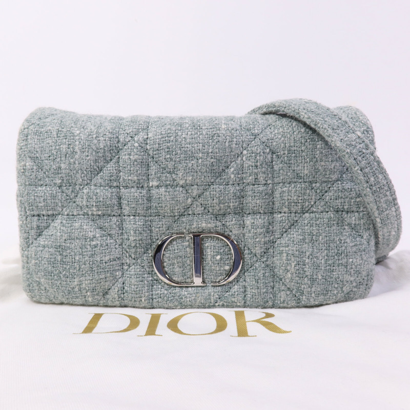 Dior Tweed Caro Small銀扣肩背袋-9