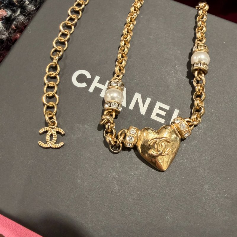 CHANEL 愛心珍珠項鍊-3
