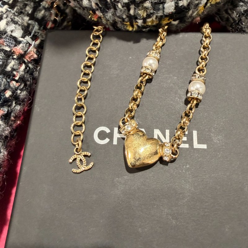 CHANEL 愛心珍珠項鍊-4