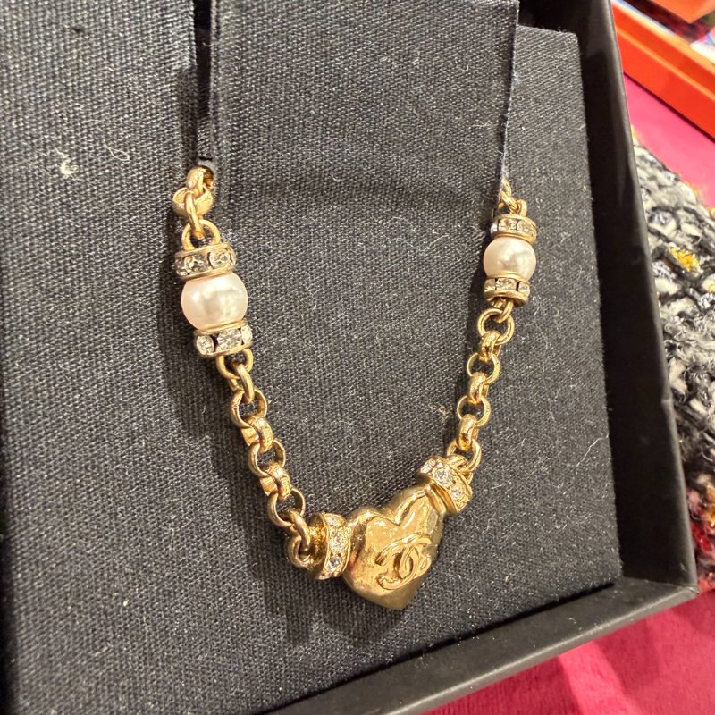 CHANEL 愛心珍珠項鍊-5