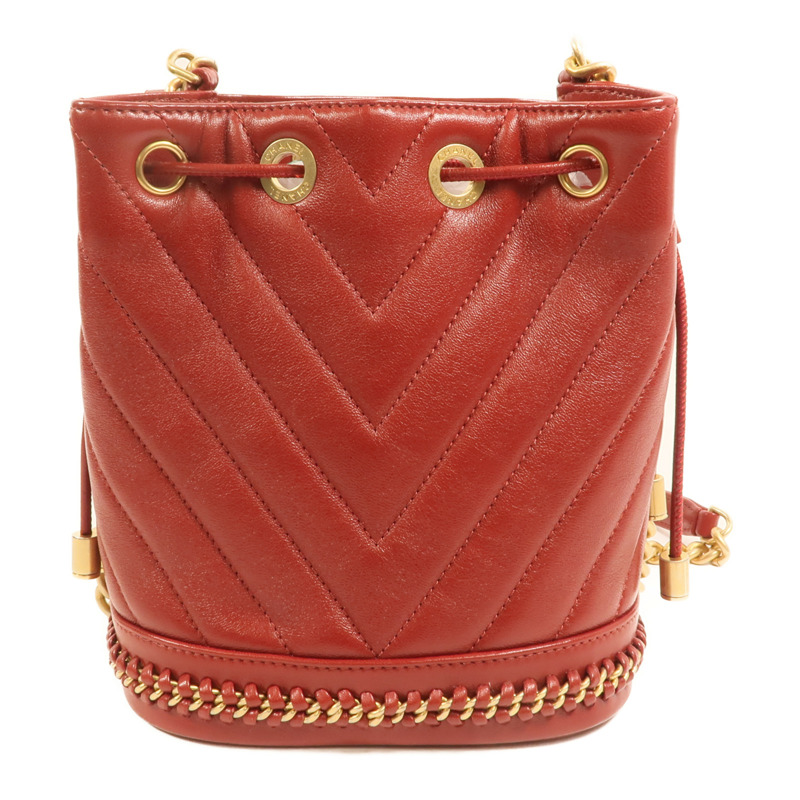 CHANEL 牛皮皮革Cherron Bucket Bag金扣鏈帶肩背袋-1