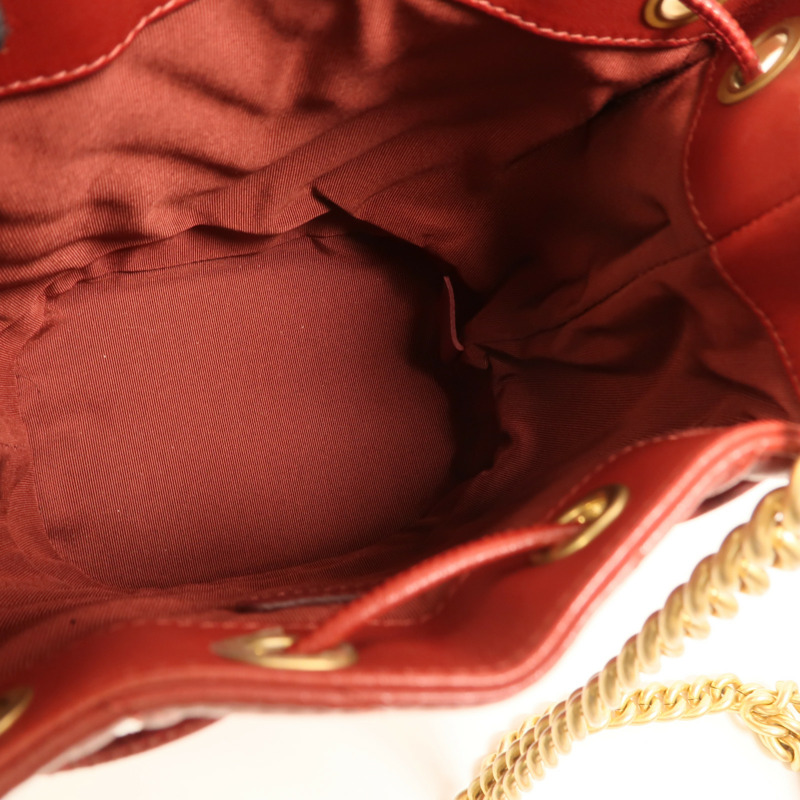 CHANEL 牛皮皮革Cherron Bucket Bag金扣鏈帶肩背袋-4