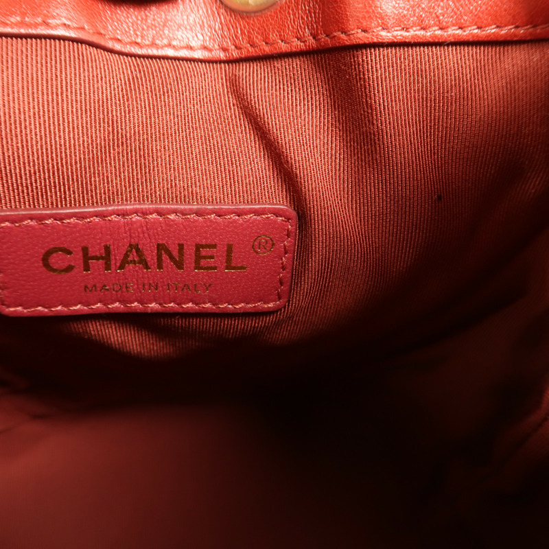 CHANEL 牛皮皮革Cherron Bucket Bag金扣鏈帶肩背袋-5