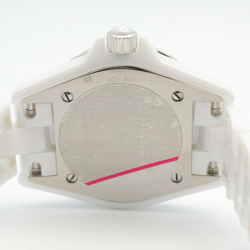 香奈兒 J12 8P 鑽石白色貝殼腕錶，陶瓷，鑲鑽，女士，白色，貝殼，H2570-4