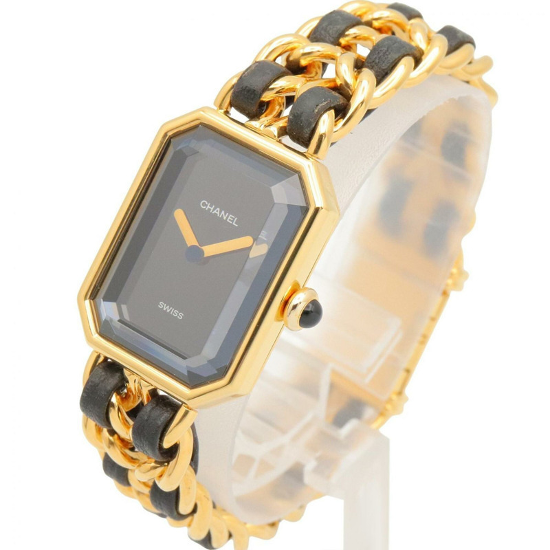 香奈兒 (Chanel) CHANEL Première M 女士腕錶，鍍金 (GP)，皮革錶帶，黑色，H0001-1