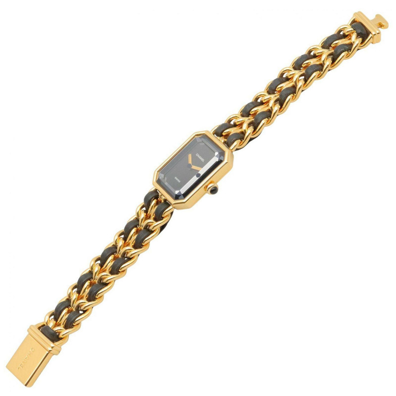 香奈兒 (Chanel) CHANEL Première M 女士腕錶，鍍金 (GP)，皮革錶帶，黑色，H0001-3