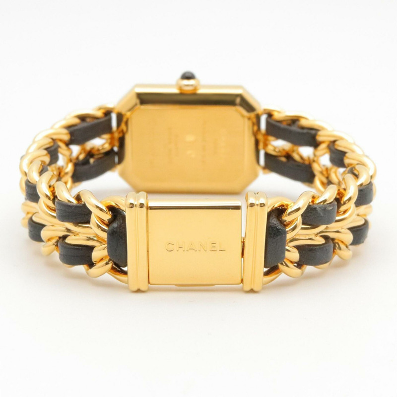 香奈兒 (Chanel) CHANEL Première M 女士腕錶，鍍金 (GP)，皮革錶帶，黑色，H0001-4