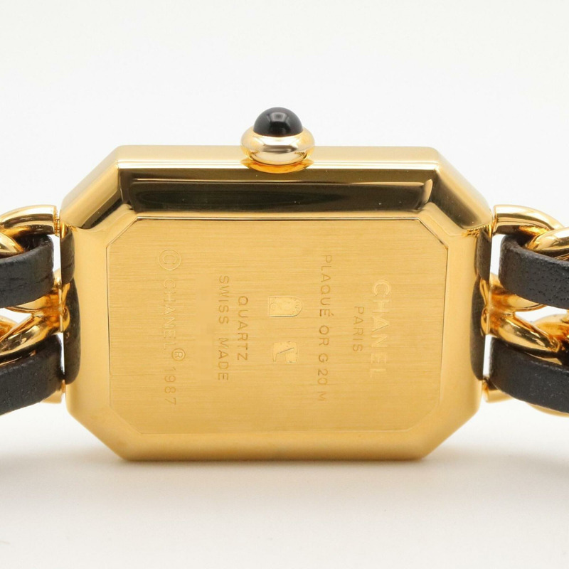 香奈兒 (Chanel) CHANEL Première M 女士腕錶，鍍金 (GP)，皮革錶帶，黑色，H0001-5