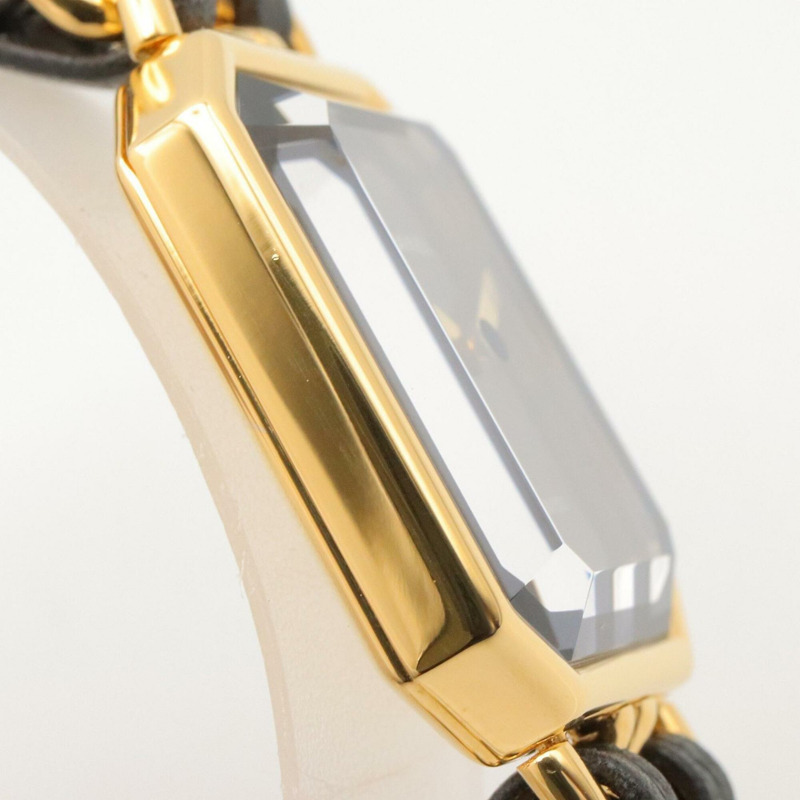 香奈兒 (Chanel) CHANEL Première M 女士腕錶，鍍金 (GP)，皮革錶帶，黑色，H0001-9