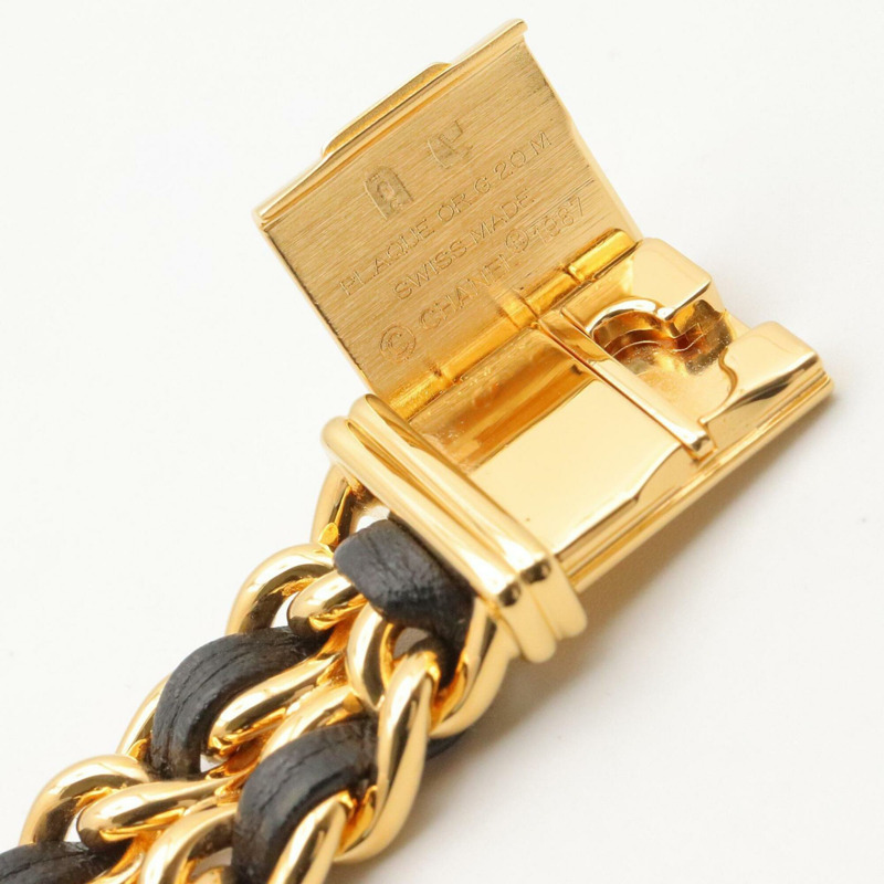 香奈兒 (Chanel) CHANEL Première M 女士腕錶，鍍金 (GP)，皮革錶帶，黑色，H0001-11