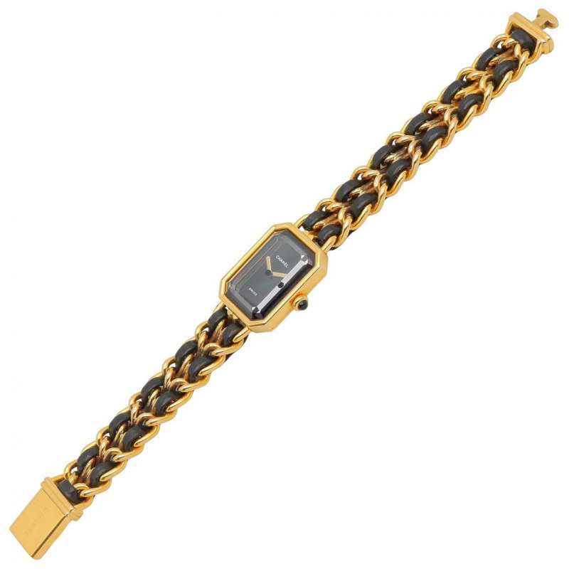香奈兒 (Chanel) CHANEL Première L 女士腕錶，鍍金 (GP)，皮革錶帶，黑色，H0001-3