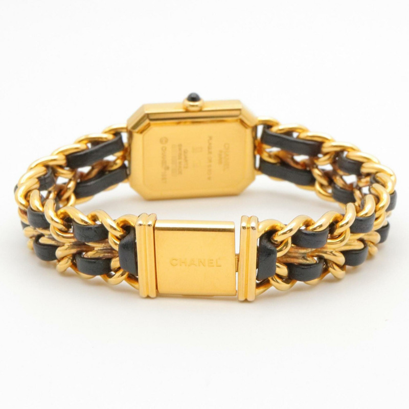 香奈兒 (Chanel) CHANEL Première L 女士腕錶，鍍金 (GP)，皮革錶帶，黑色，H0001-4