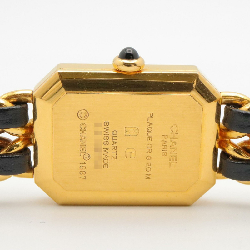 香奈兒 (Chanel) CHANEL Première L 女士腕錶，鍍金 (GP)，皮革錶帶，黑色，H0001-5