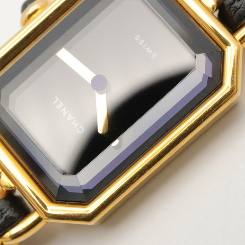 香奈兒 (Chanel) CHANEL Première L 女士腕錶，鍍金 (GP)，皮革錶帶，黑色，H0001-9