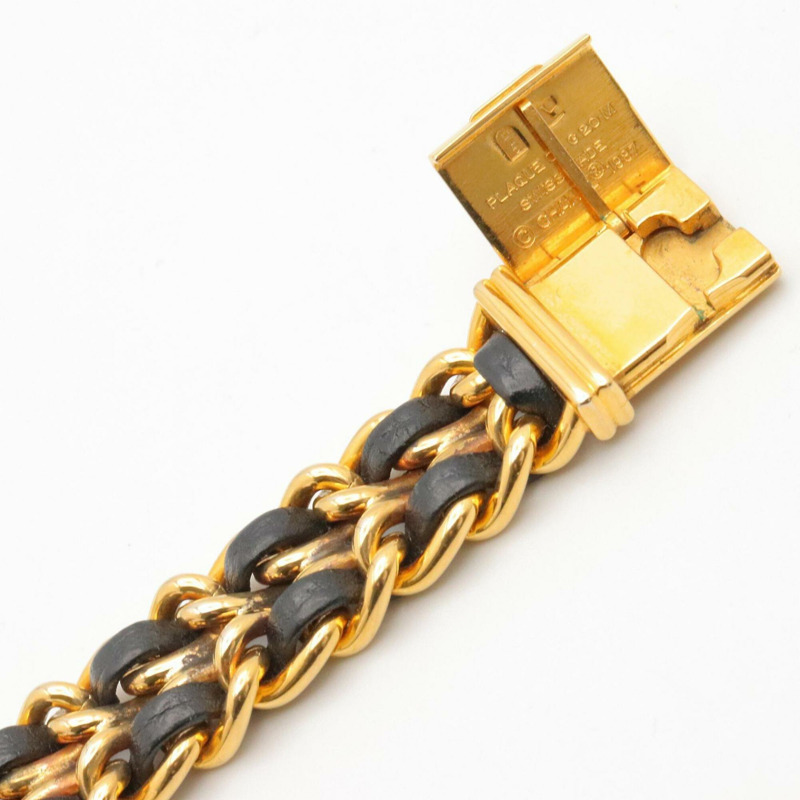 香奈兒 (Chanel) CHANEL Première L 女士腕錶，鍍金 (GP)，皮革錶帶，黑色，H0001-12