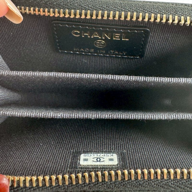 🎊誰還沒買這個🎊全新商品 Chanel 黑色金BOY拉鍊零錢包-5